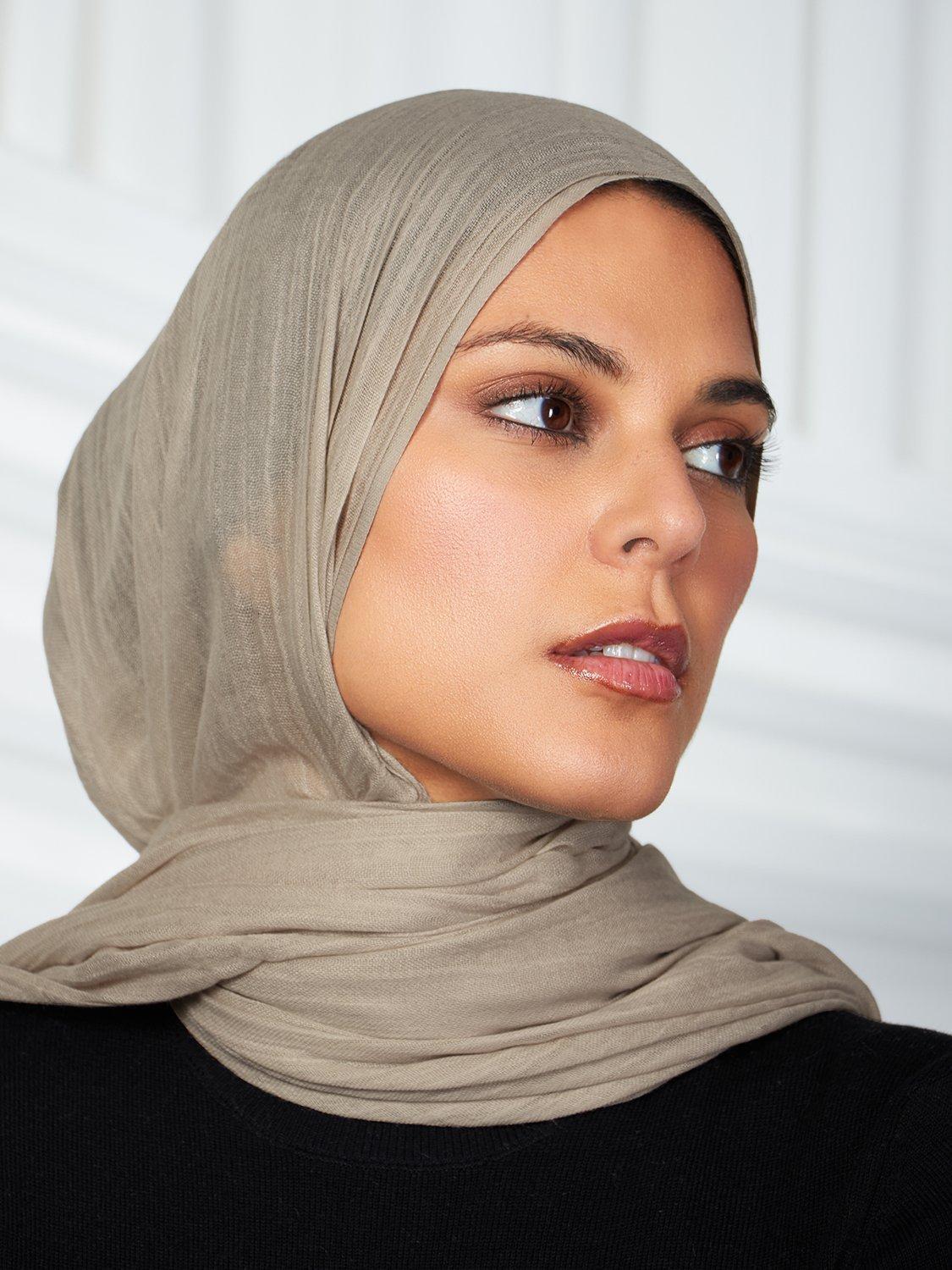 Product image 1 of 3, which shows Aab Cotton Rich Hijab, Natural Sand, One Size