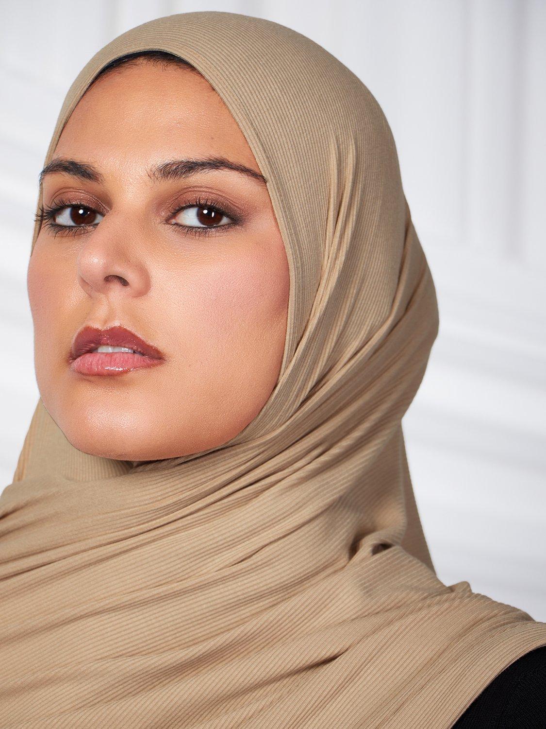 Product image 3 of 3, which shows Aab Cotton Rich Ribbed Hijab, Grey Pewter, One Size