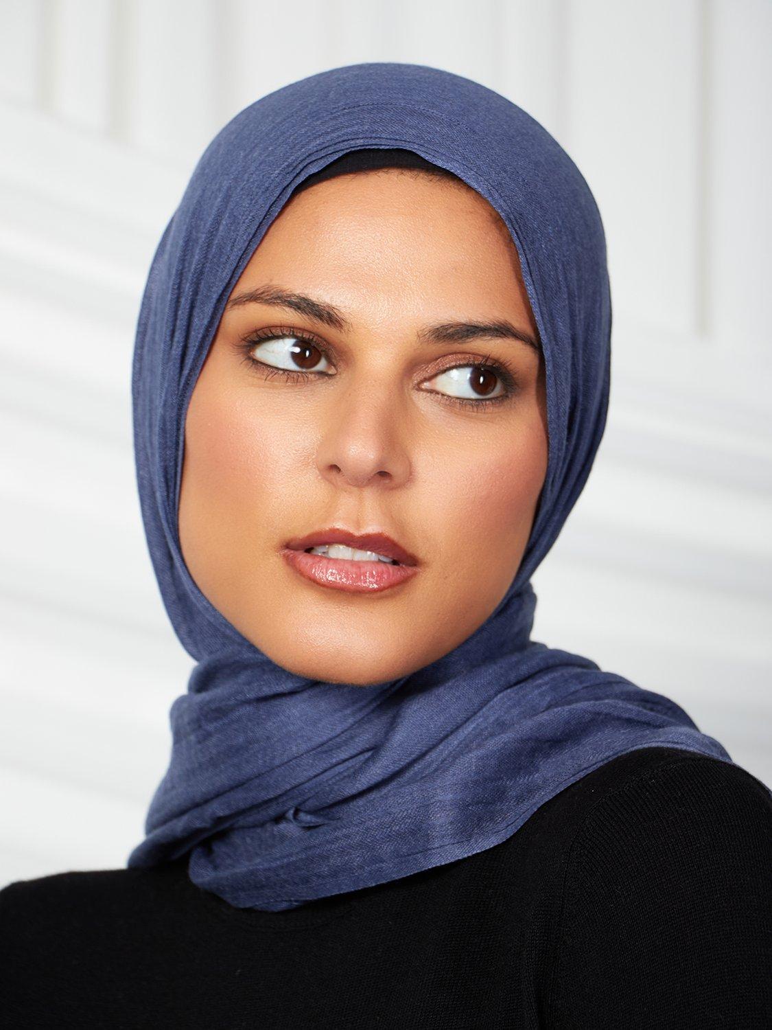 Product image 3 of 3, which shows Aab Cotton Rich Hijab, Blue Denim, One Size