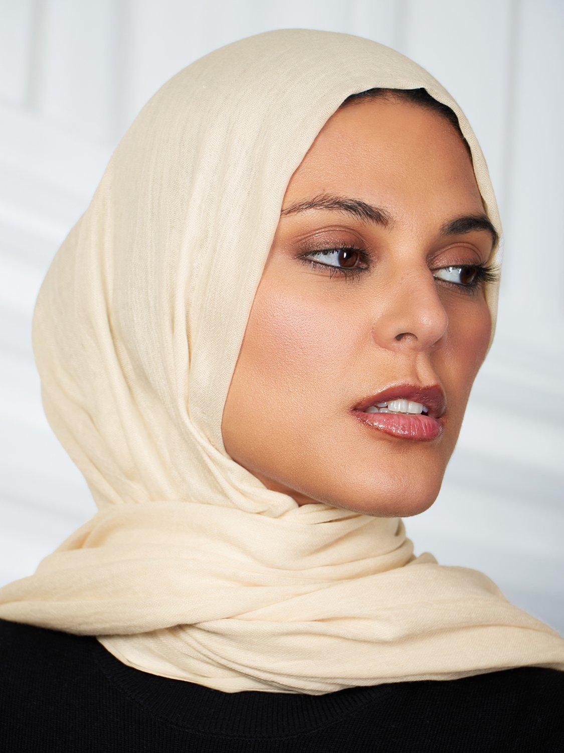 Product image 3 of 3, which shows Aab Cotton Rich Hijab, Natural Ivory, One Size