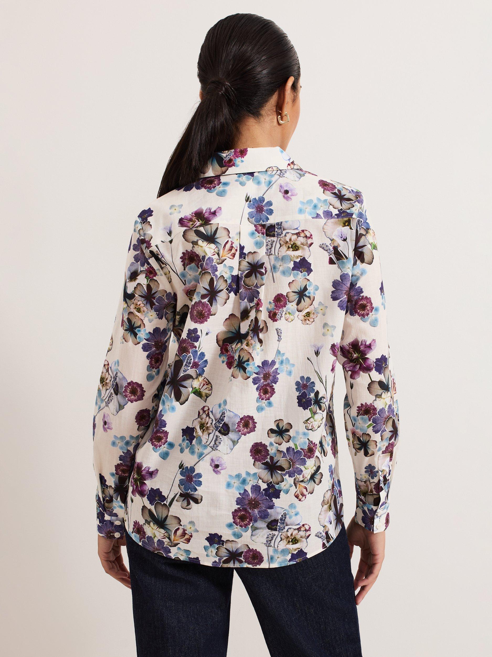 Product image 2 of 8, which shows Phase Eight Petite Maddelena Floral Shirt, Multi, 8