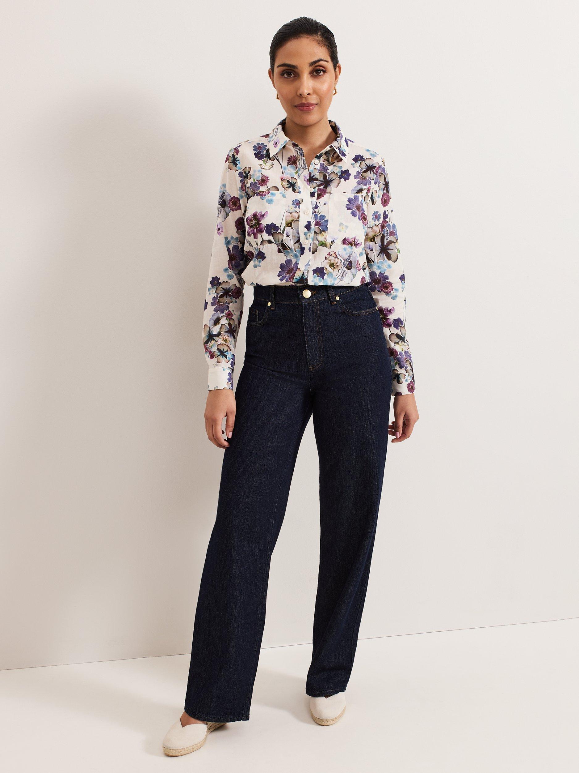 Product image 3 of 8, which shows Phase Eight Petite Maddelena Floral Shirt, Multi, 8