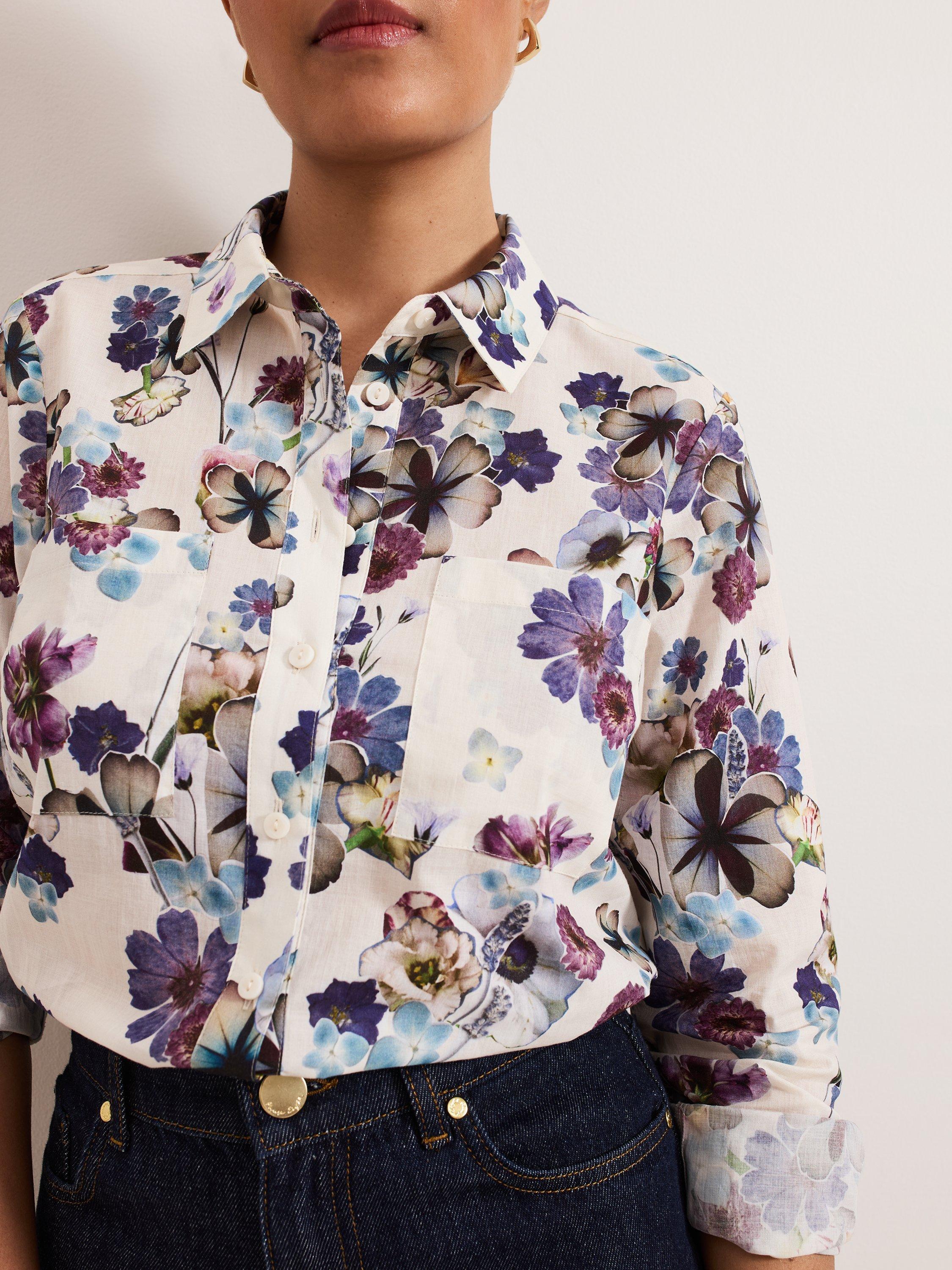 Product image 7 of 8, which shows Phase Eight Petite Maddelena Floral Shirt, Multi, 8