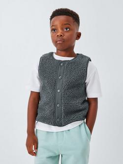 John Lewis Kids' Borg Gilet, Grey, Grey