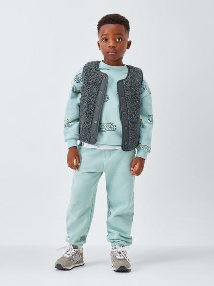 John Lewis Kids' Borg Gilet, Grey - view 2, Grey