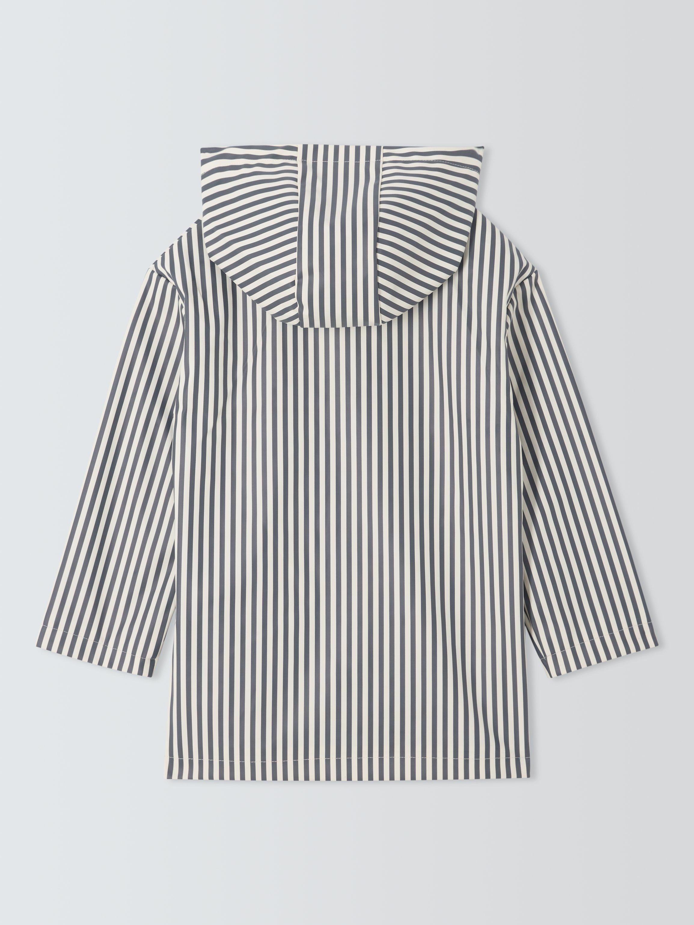Product image 4 of 7, which shows John Lewis Kids' Stripe Rain Mac, Mono Stripe, 3 years