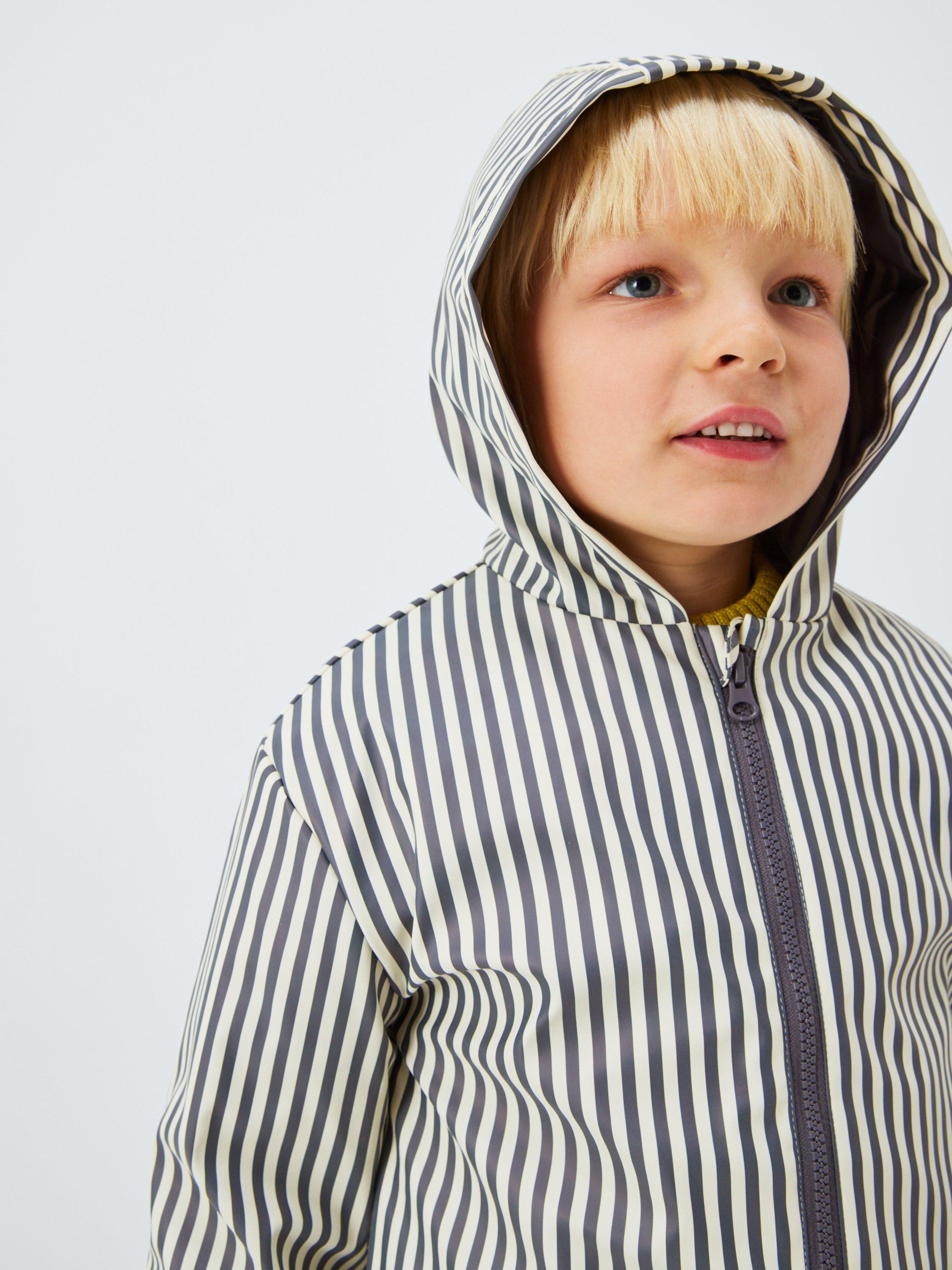 Product image 6 of 7, which shows John Lewis Kids' Stripe Rain Mac, Mono Stripe, 3 years