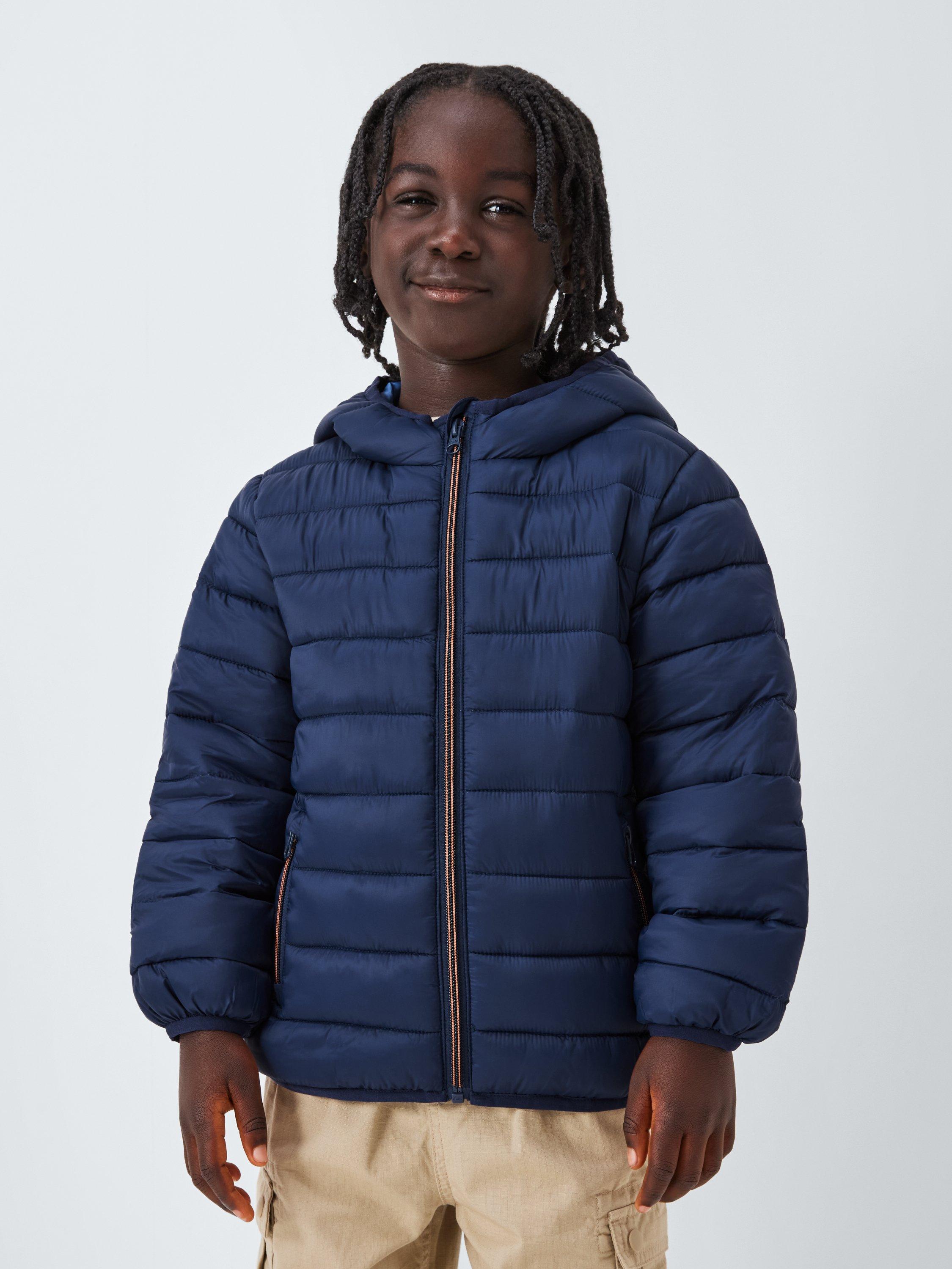Product image 1 of 8, which shows John Lewis Kids' Quilted Packaway Jacket, Navy, 3 years