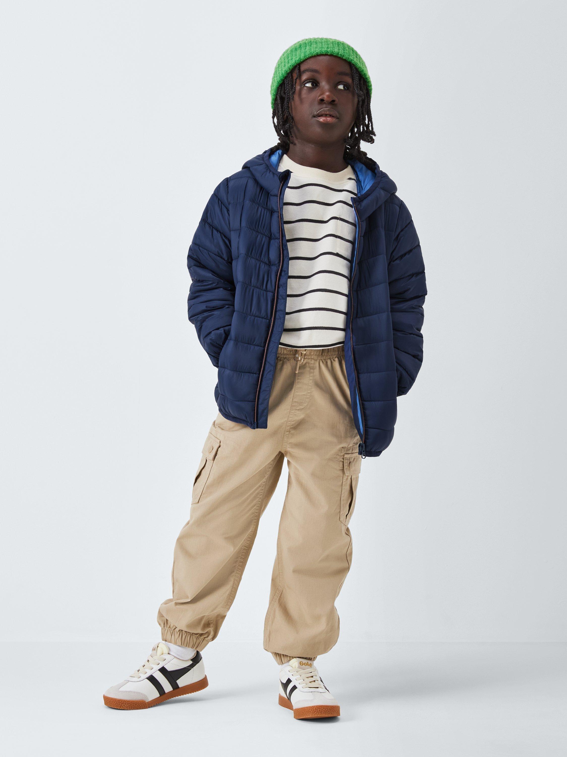 Product image 2 of 8, which shows John Lewis Kids' Quilted Packaway Jacket, Navy, 3 years