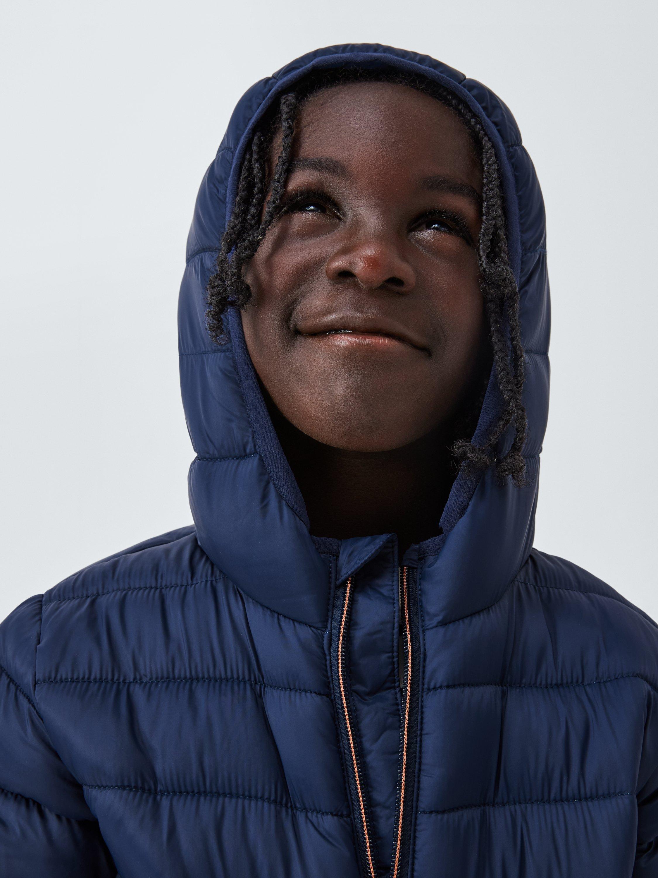 Product image 4 of 8, which shows John Lewis Kids' Quilted Packaway Jacket, Navy, 3 years