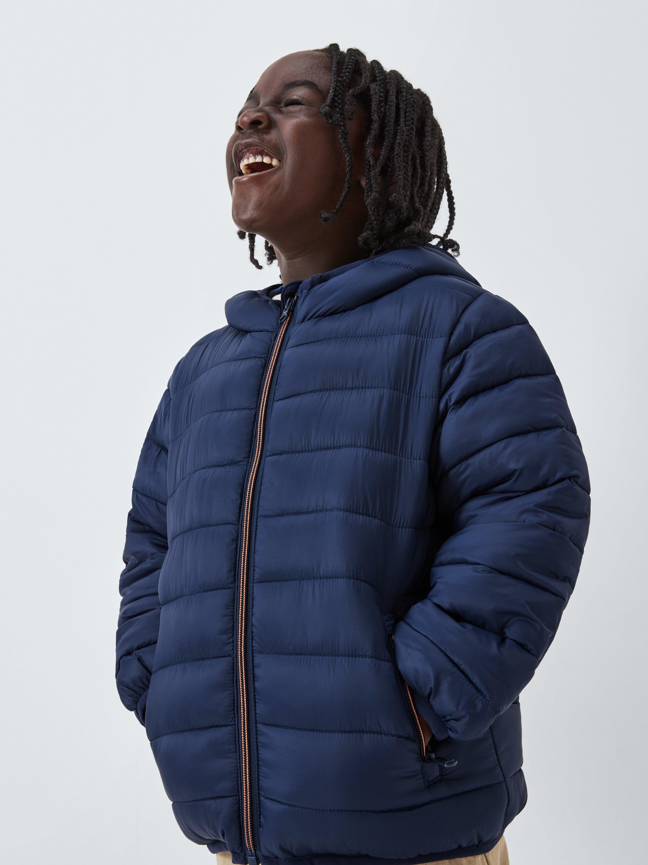 Product image 7 of 8, which shows John Lewis Kids' Quilted Packaway Jacket, Navy, 3 years