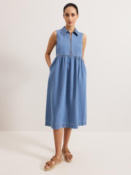 Phase Eight Blakely Denim Midi Dress, Blue, Blue