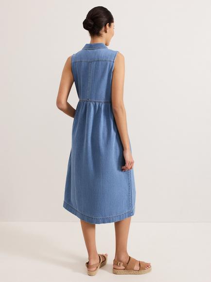 Phase Eight Blakely Denim Midi Dress, Blue - view 2, Blue