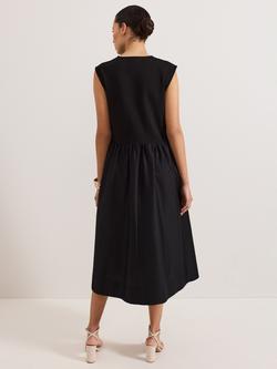 Phase Eight Jenny Mix Woven Dress, Black - view 2, Black