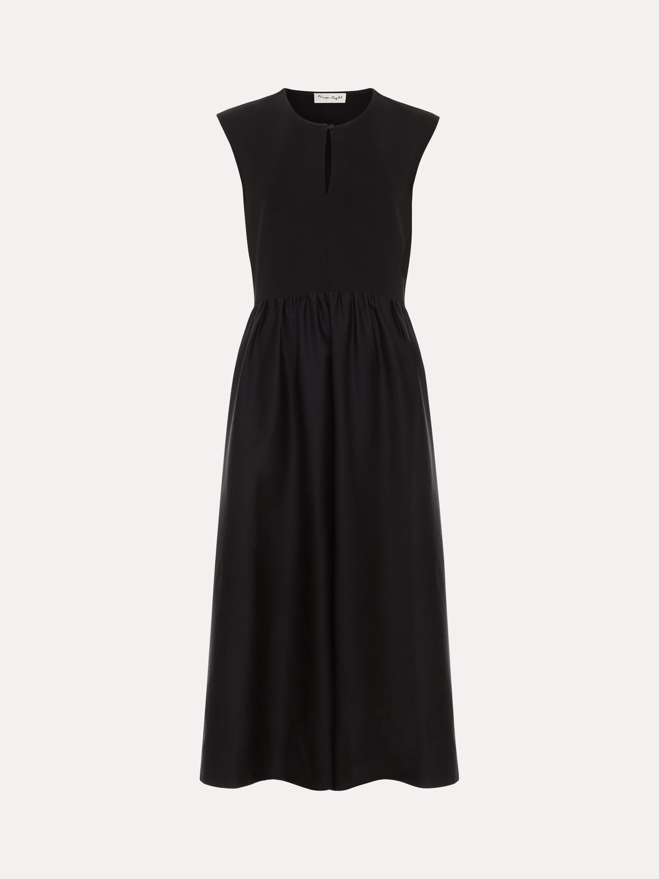 Product image 5 of 9, which shows Phase Eight Jenny Mix Woven Dress, Black, 10