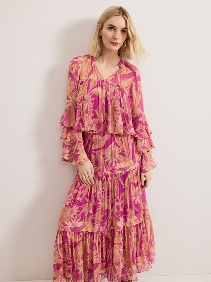 Phase Eight Annalisia Floral Ruffle Blouse, Pink/Multi, Pink/Multi