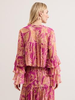 Phase Eight Annalisia Floral Ruffle Blouse, Pink/Multi - view 2, Pink/Multi