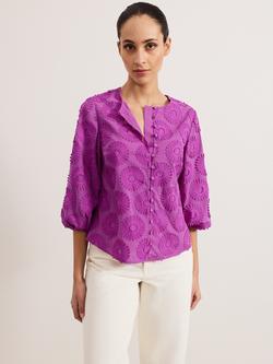 Phase Eight Daisy Poplin Blouse, Purple, Purple