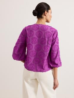 Phase Eight Daisy Poplin Blouse, Purple - view 2, Purple
