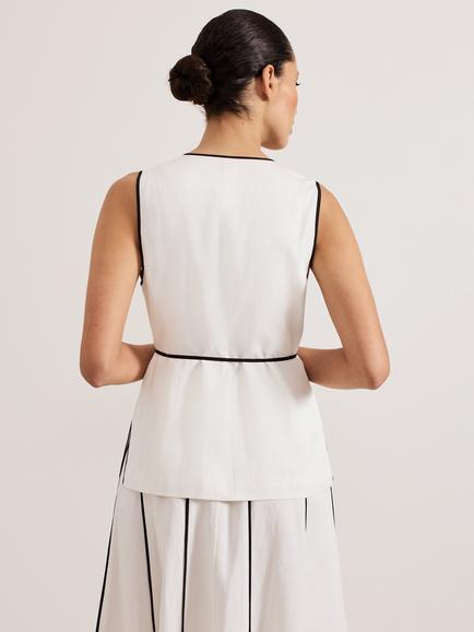 Phase Eight Rhoden Contrast Tipping Waistcoat, White - view 2, White