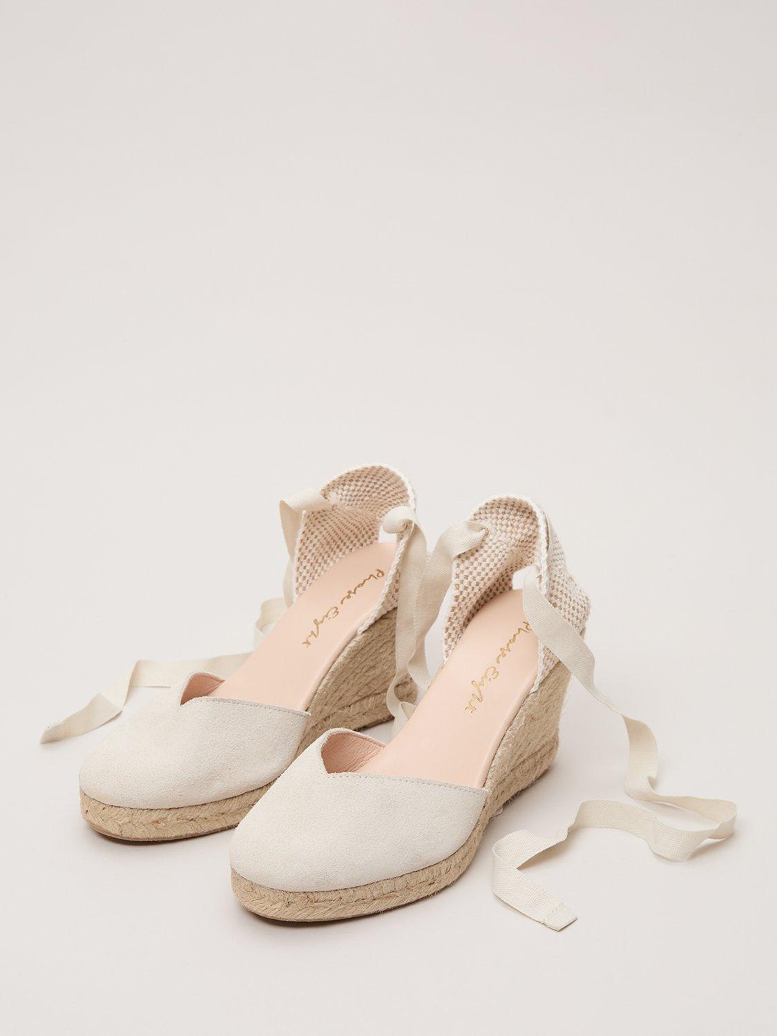 Product image 2 of 8, which shows Phase Eight Suede Wedge Heel Espadrille Sandals, Ivory, 3