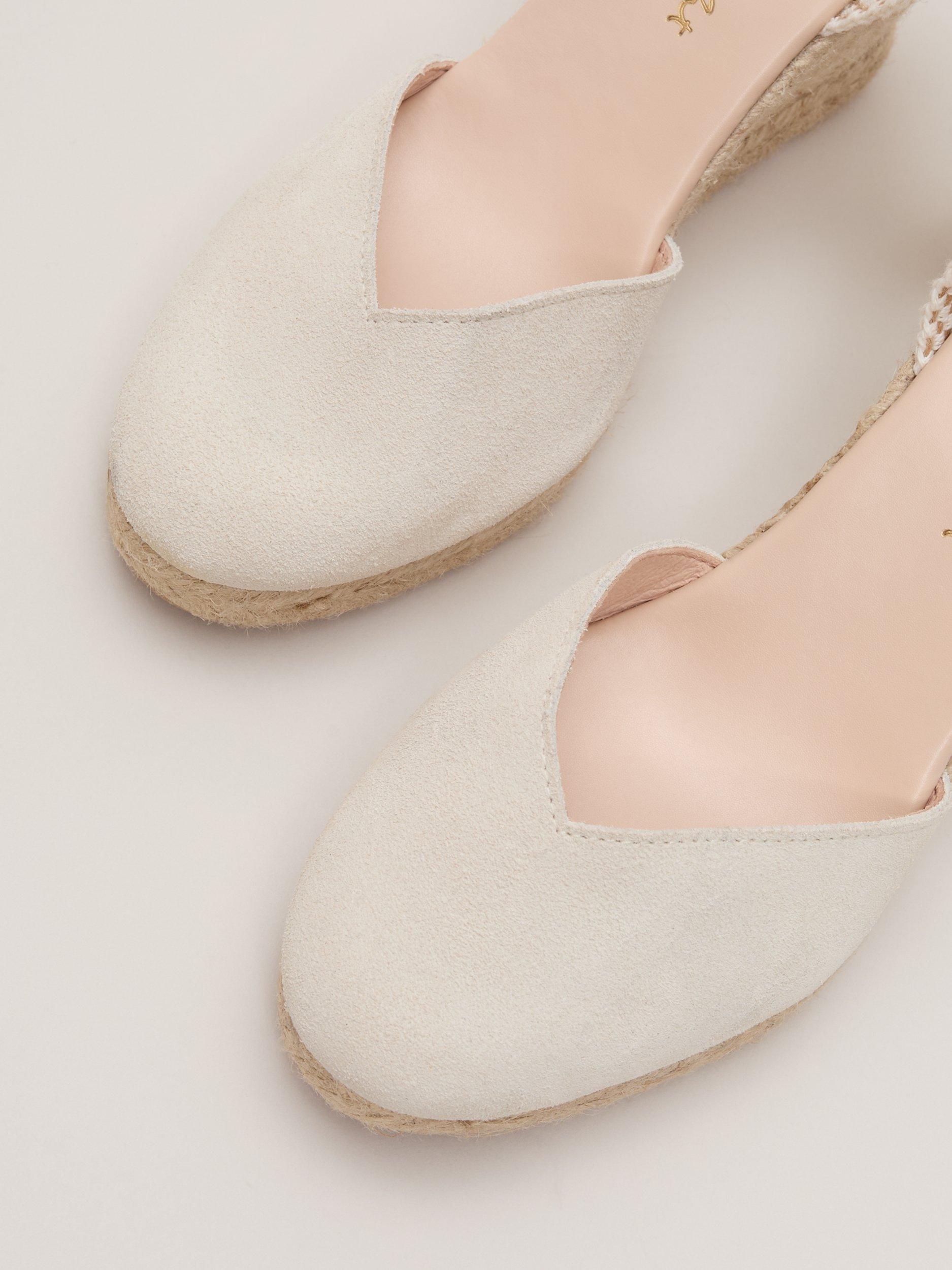 Product image 3 of 8, which shows Phase Eight Suede Wedge Heel Espadrille Sandals, Ivory, 3