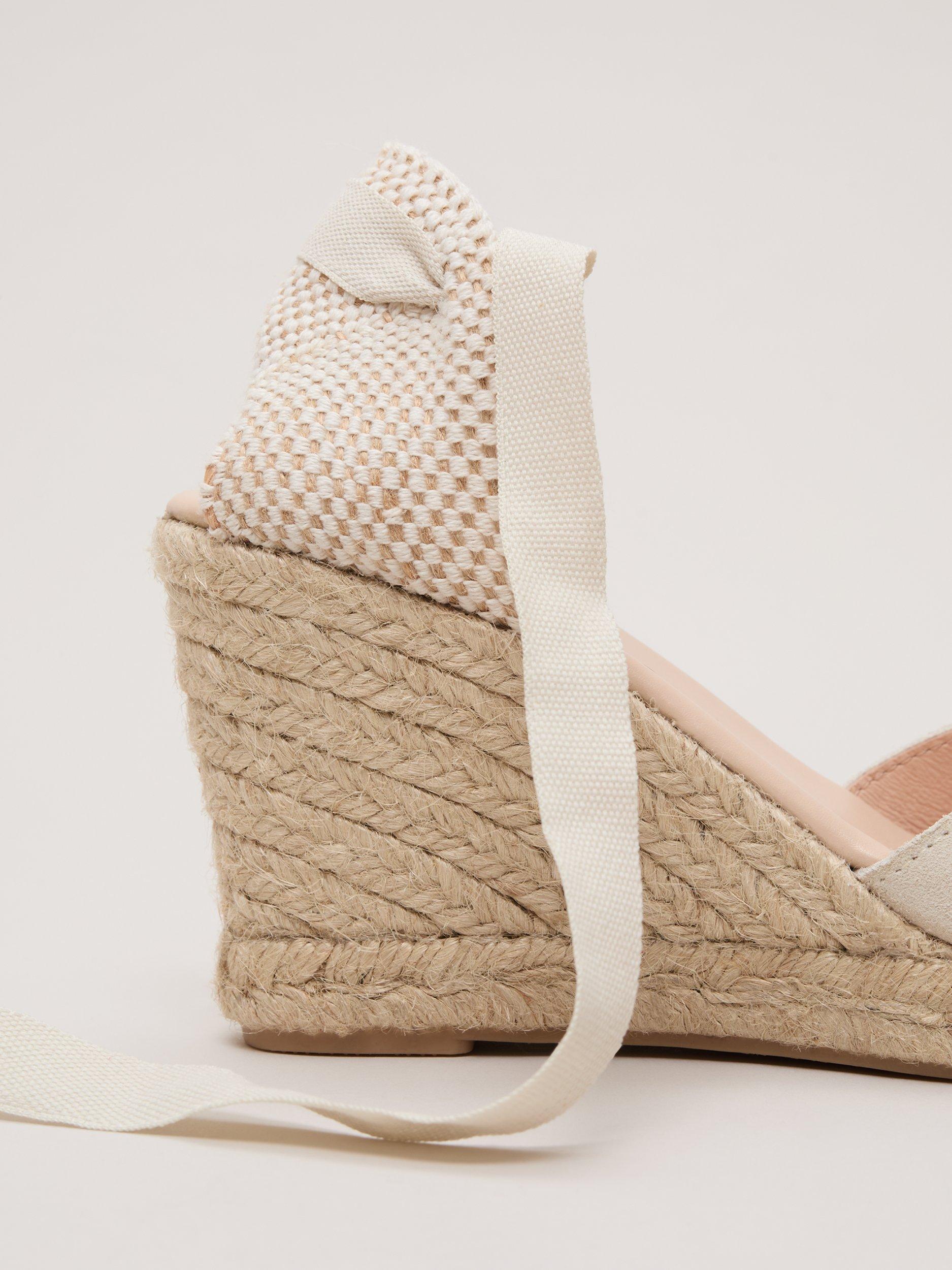 Product image 4 of 8, which shows Phase Eight Suede Wedge Heel Espadrille Sandals, Ivory, 3