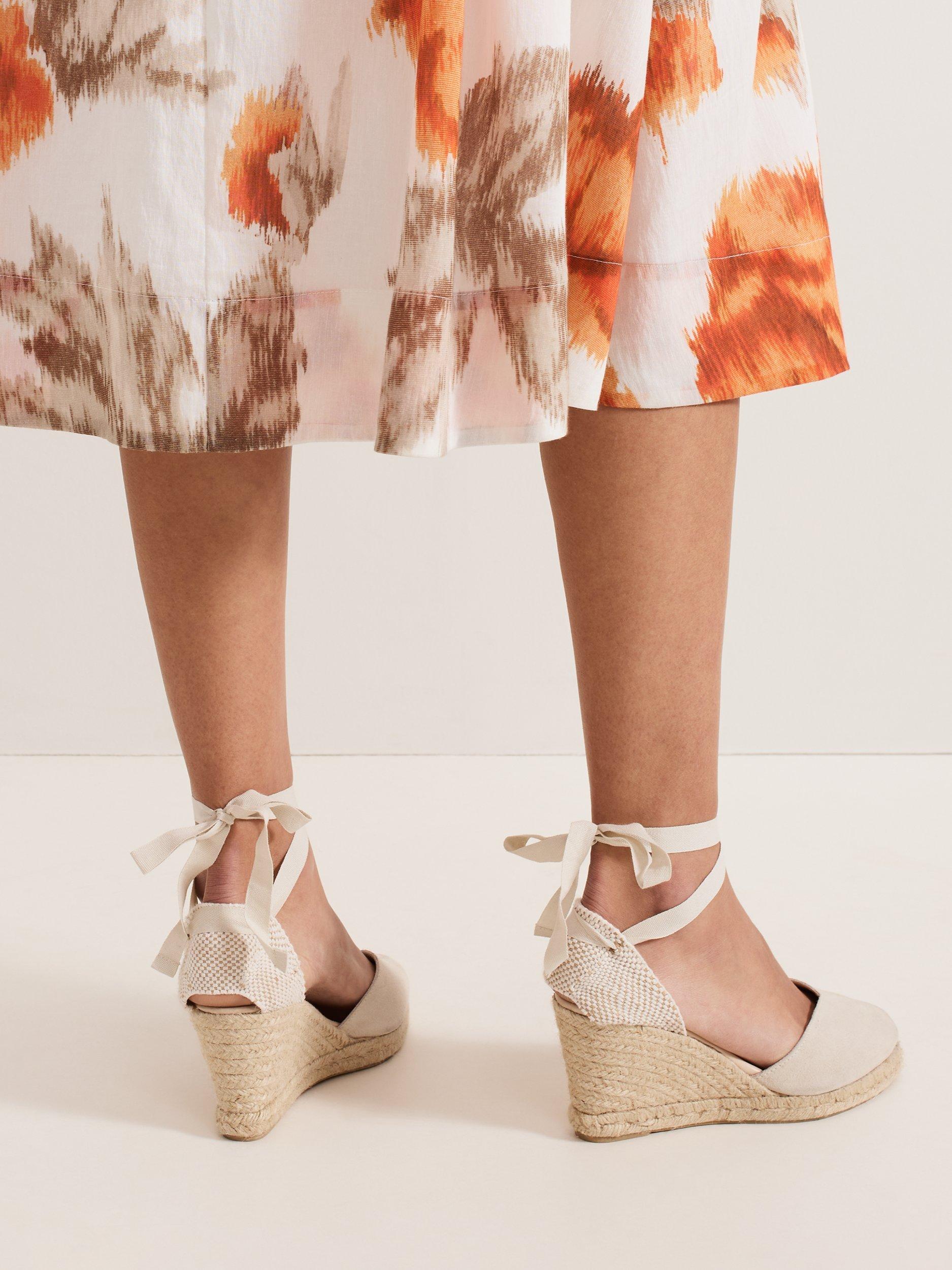 Product image 8 of 8, which shows Phase Eight Suede Wedge Heel Espadrille Sandals, Ivory, 3