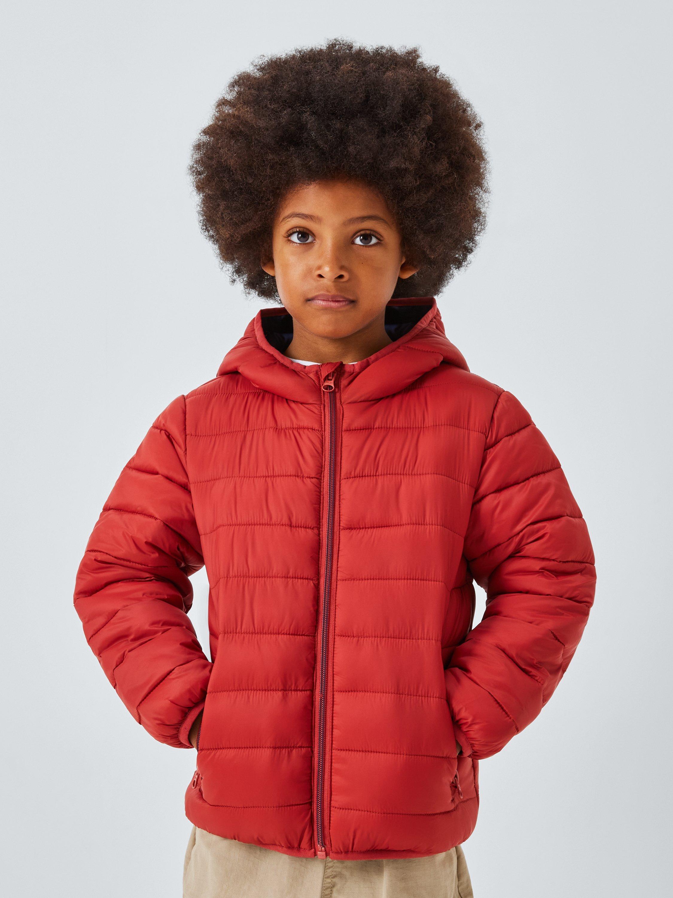 Product image 1 of 7, which shows John Lewis Kids' Quilted Packaway Jacket, Chilli Oil, 3 years
