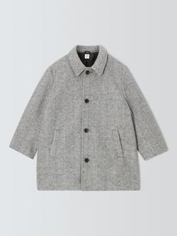 John Lewis Kids' Herringbone Overcoat, Grey - view 2, Grey