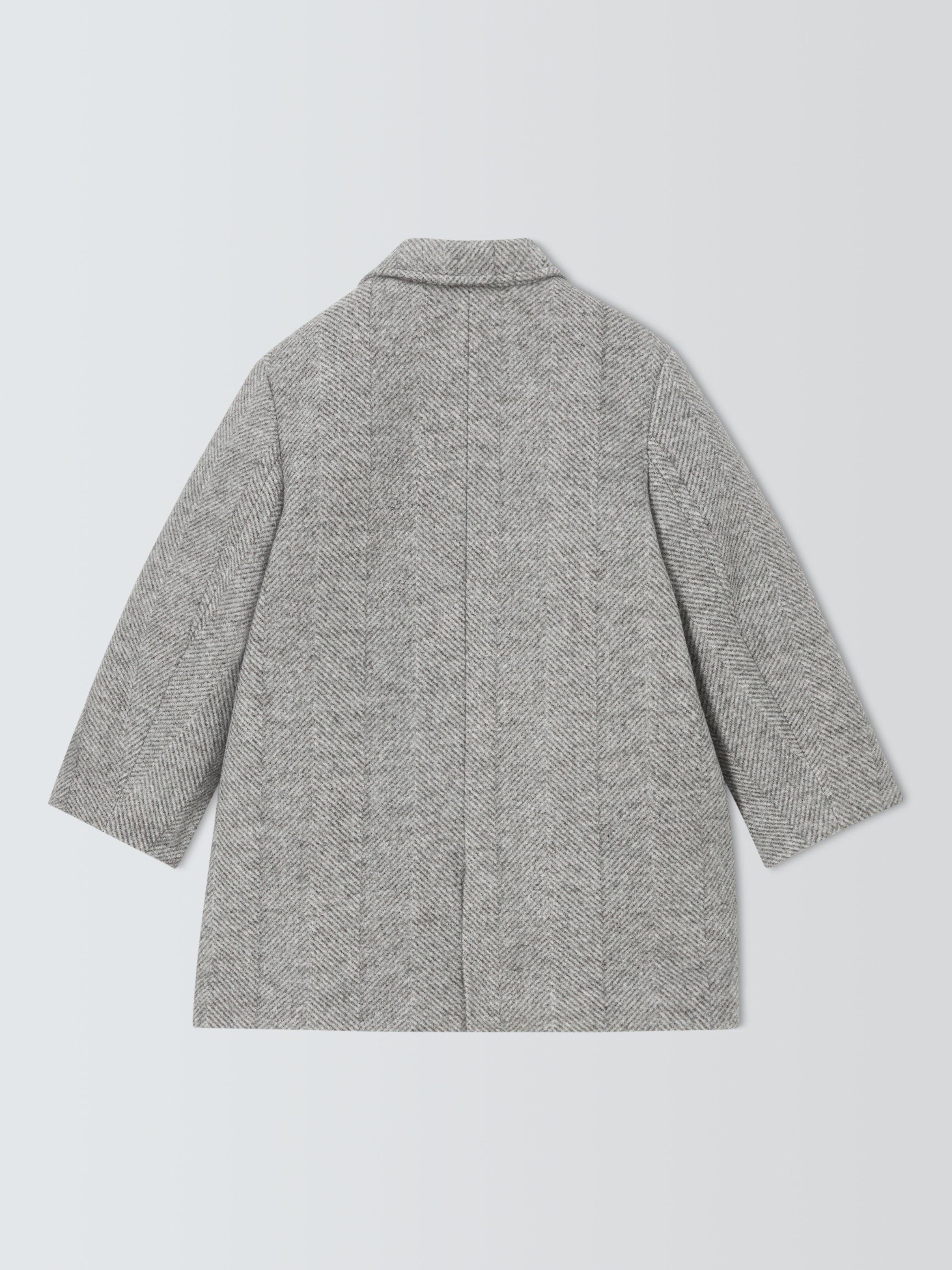 Product image 4 of 7, which shows John Lewis Kids' Herringbone Overcoat, Grey, 3 years