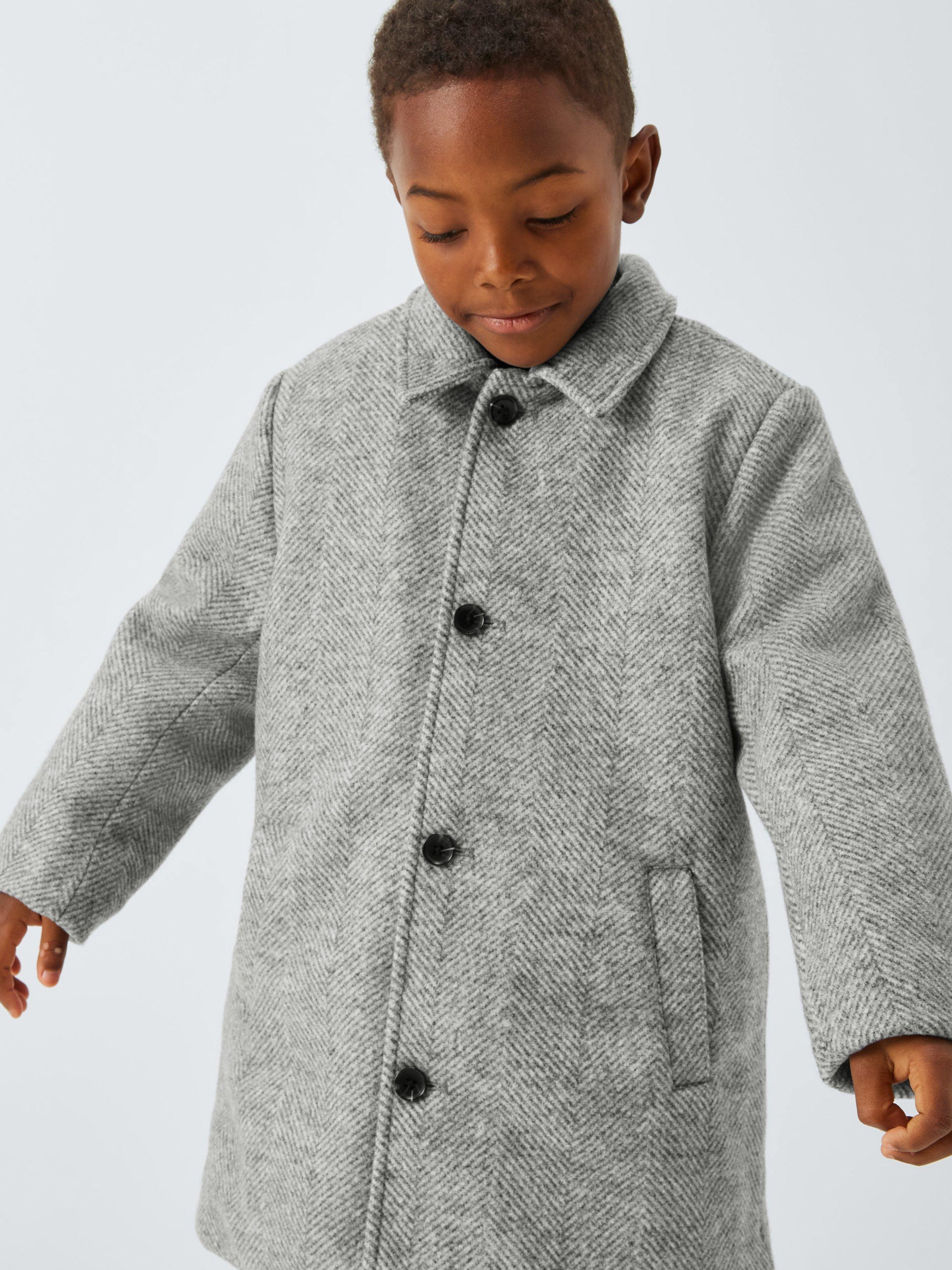 Product image 5 of 7, which shows John Lewis Kids' Herringbone Overcoat, Grey, 3 years