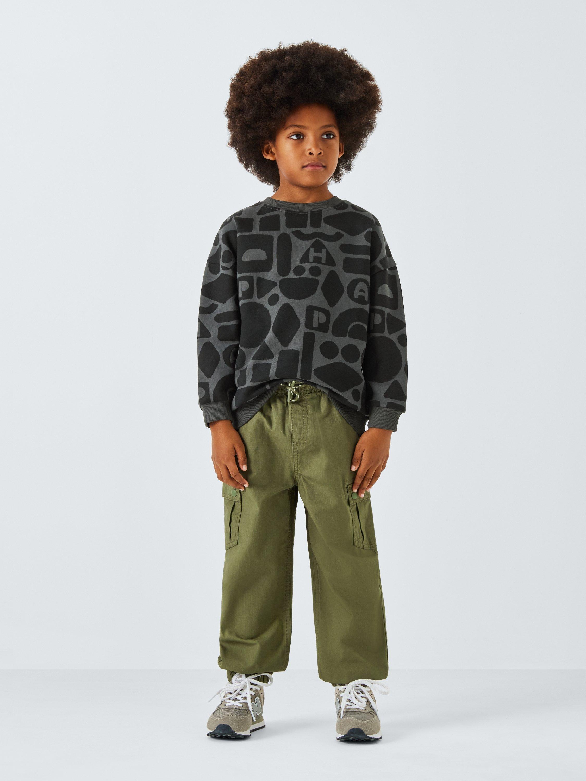 Product image 2 of 7, which shows John Lewis Kids' Graphic Shapes Sweatshirt, Charcoal, 3 years