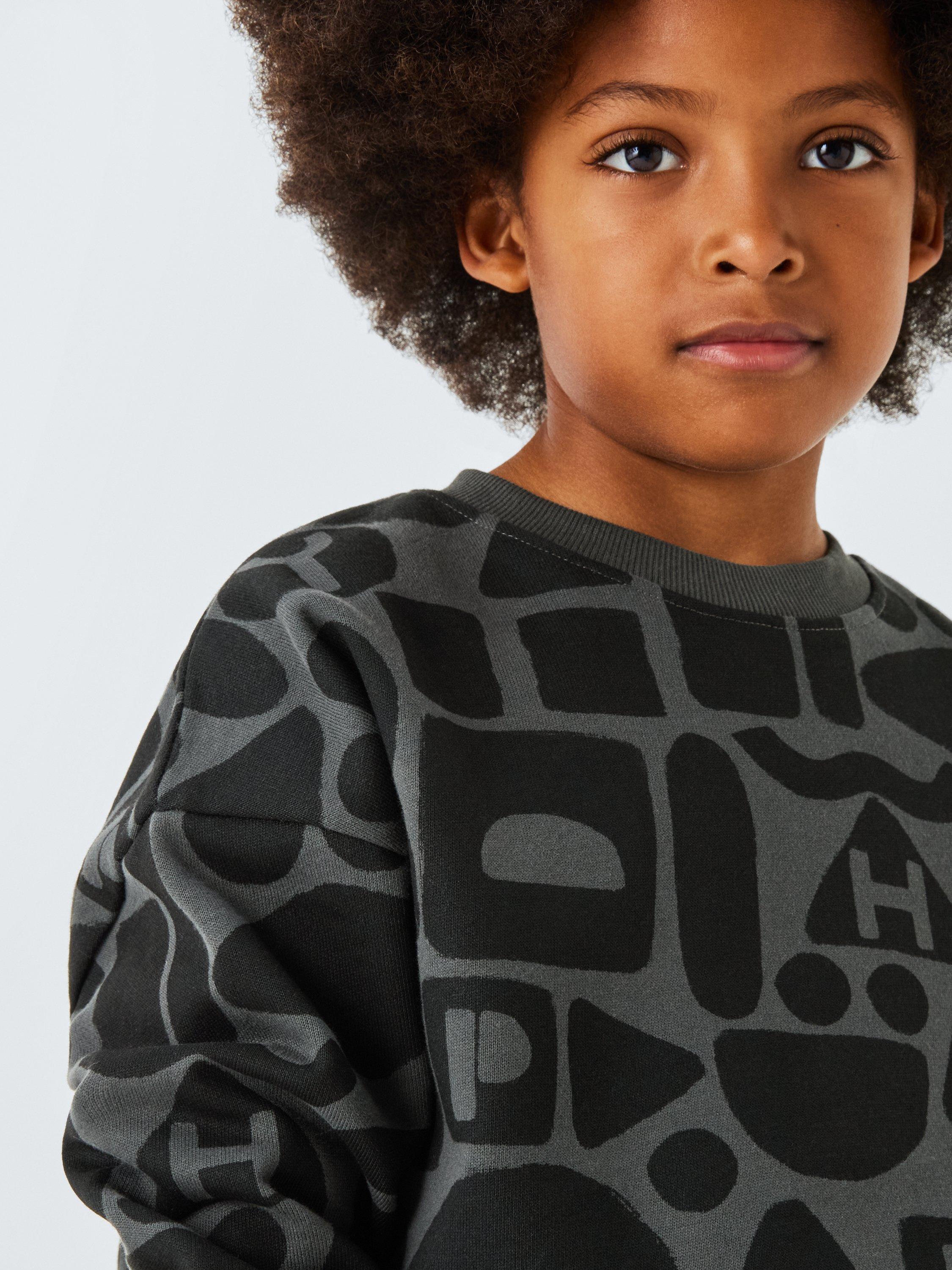 Product image 4 of 7, which shows John Lewis Kids' Graphic Shapes Sweatshirt, Charcoal, 3 years