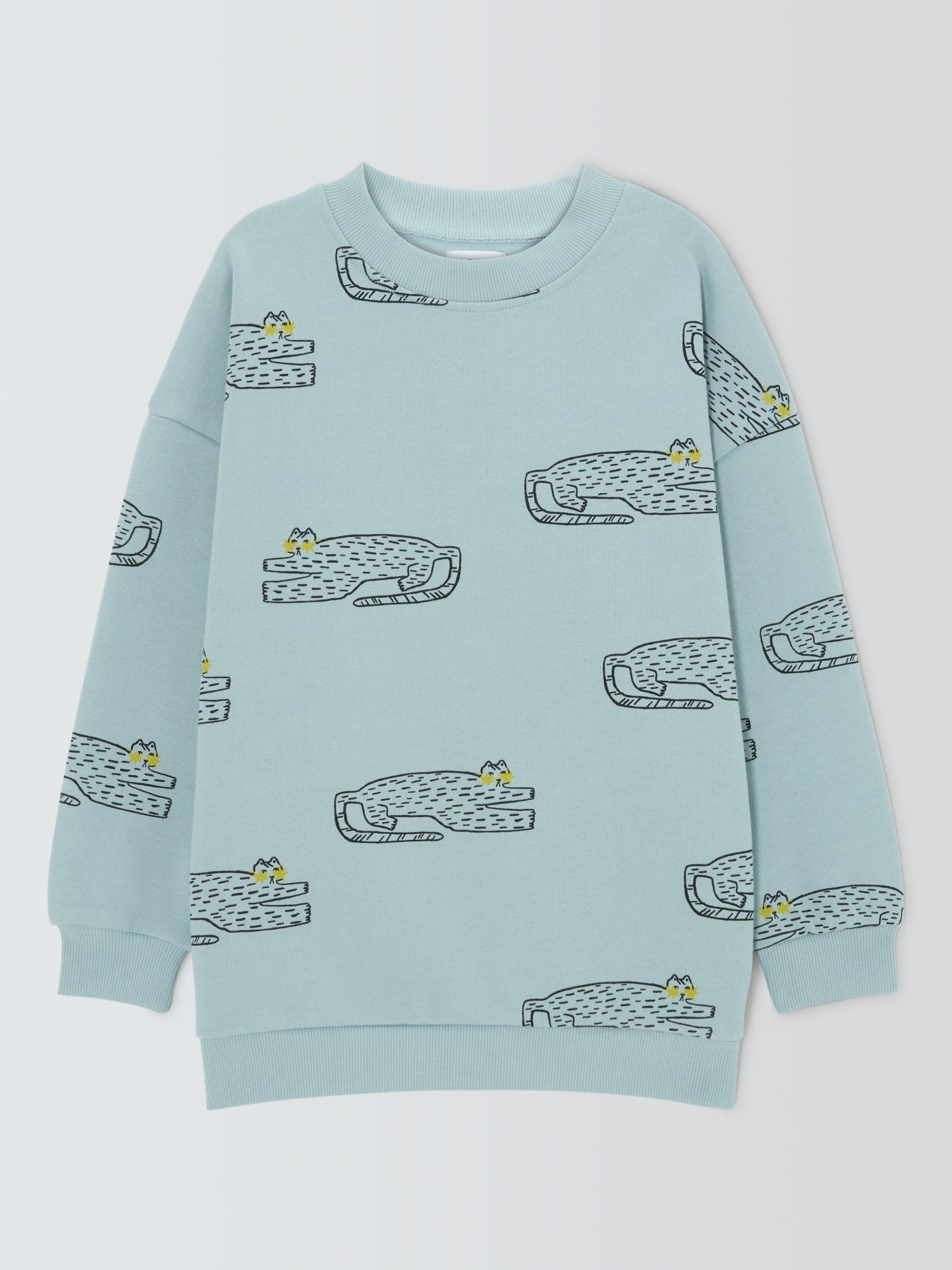Product image 3 of 7, which shows John Lewis Kids' Cat Graphic Print Sweatshirt, Light Blue, 3 years