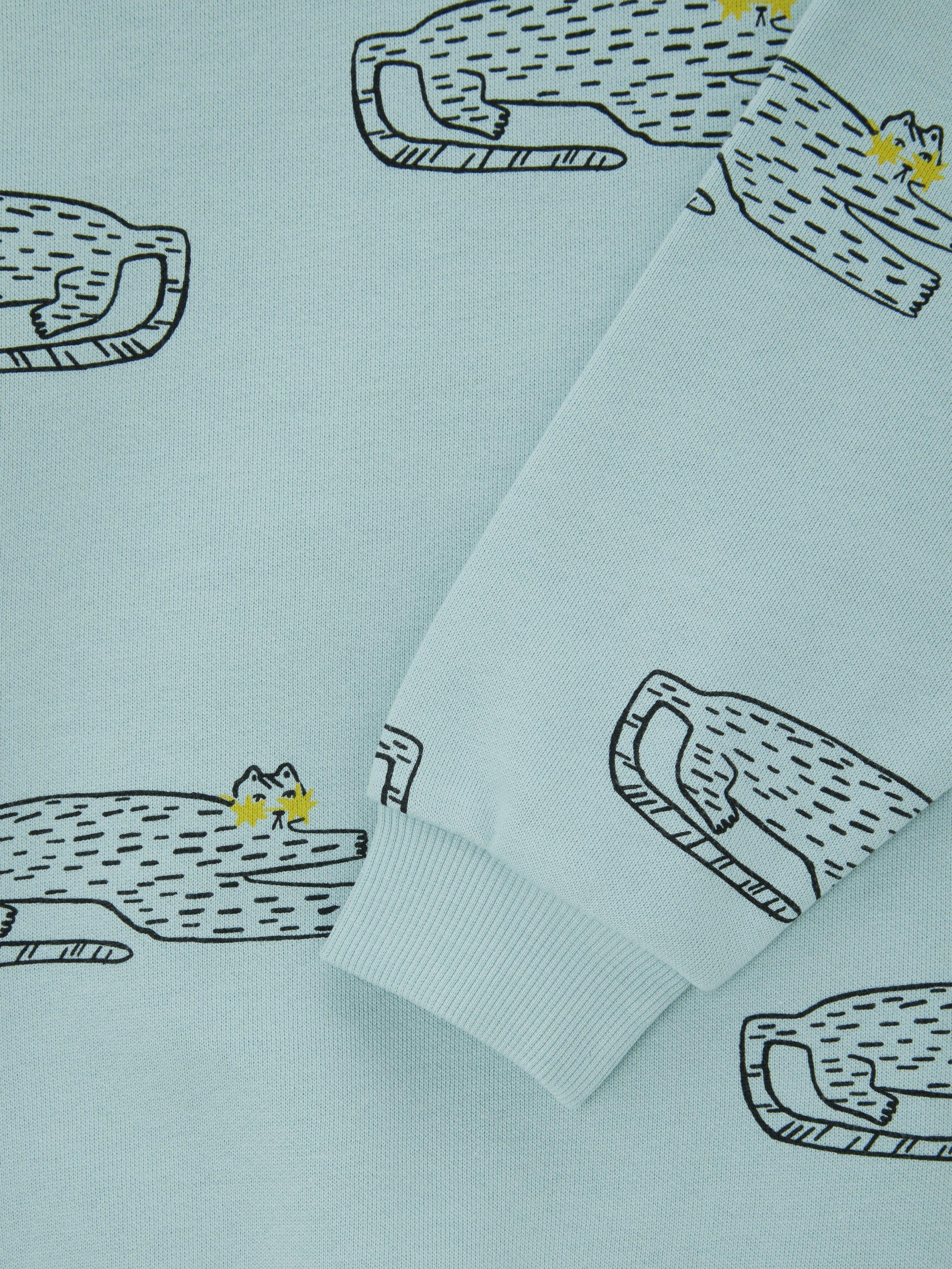 Product image 7 of 7, which shows John Lewis Kids' Cat Graphic Print Sweatshirt, Light Blue, 3 years