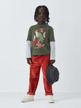John Lewis Kids' Dinosaur Mock Sleeve Jersey Top, Green