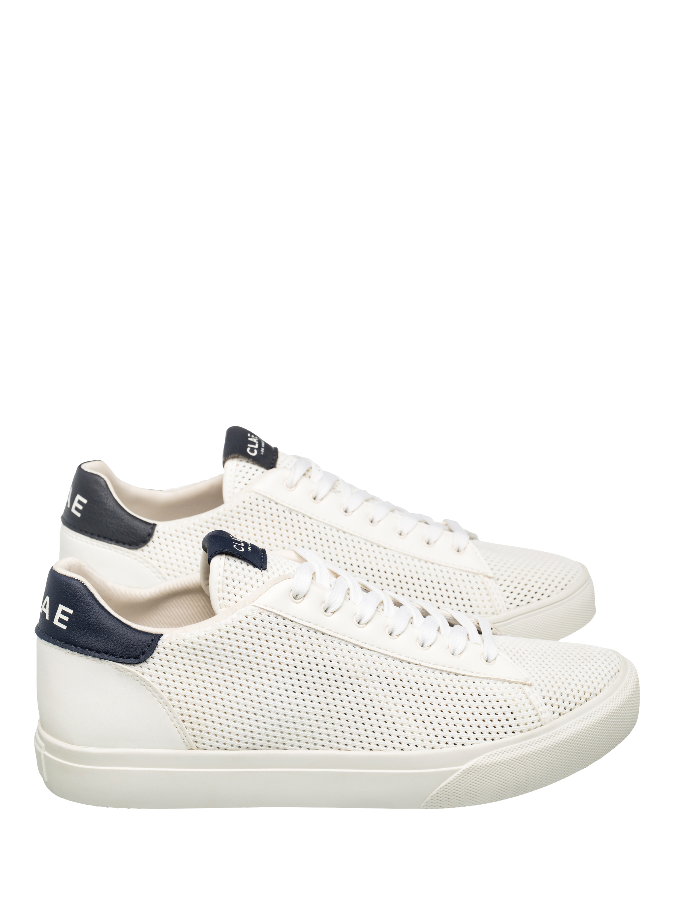 Product image 2 of 5, which shows CLAE Bradley Knit Trainers, White/Navy, 4