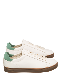 CLAE Bradley Leather Court Trainers, White/Basil/Dark Gum - view 2, White/Basil/Dark Gum
