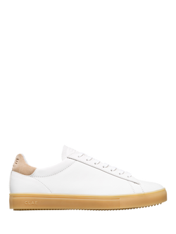 CLAE Bradley Leather Court Trainers, White/Natural Gum, White/Natural Gum