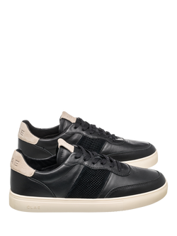 CLAE Davis Leather Side Stripe Trainers, Black/Cashmere - view 2, Black/Cashmere