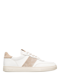 CLAE Davis Leather Side Stripe Trainers, Off White/Safari, Off White/Safari