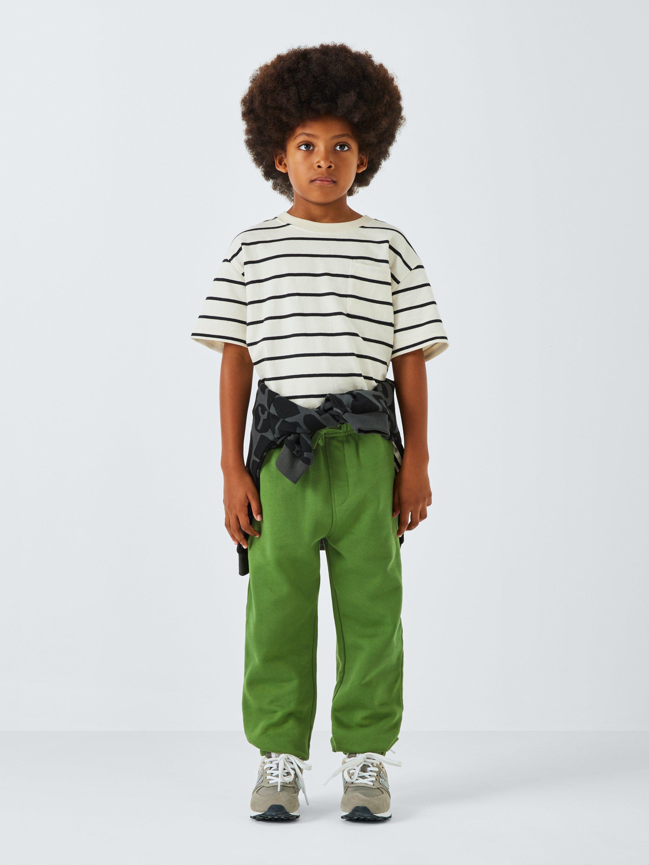 Product image 2 of 7, which shows John Lewis Kids' Tapered Jersey Joggers, Green, 3 years