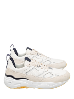 CLAE Salazar Leather Mesh Runner Trainers - view 2, Off White/Navy