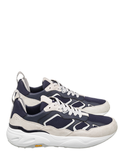 CLAE Salazar Leather Mesh Runner Trainers - view 2, Navy/Quiet Grey