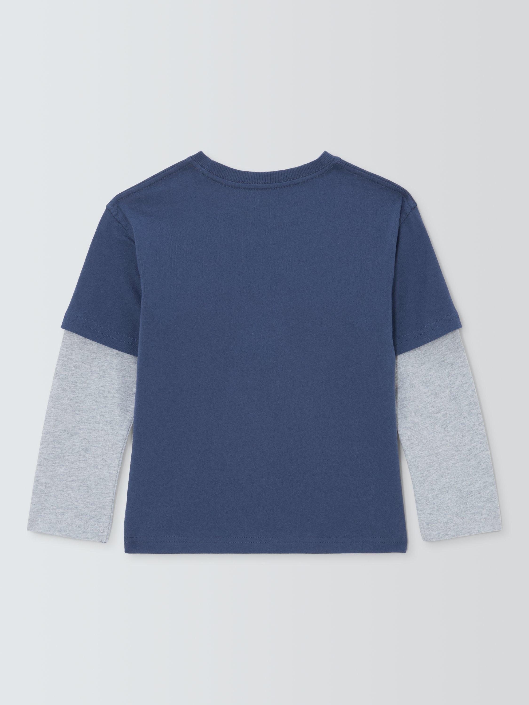 Product image 2 of 3, which shows John Lewis Kids' Space Mock Sleeve Jersey Top, Crown Blue, 3 years