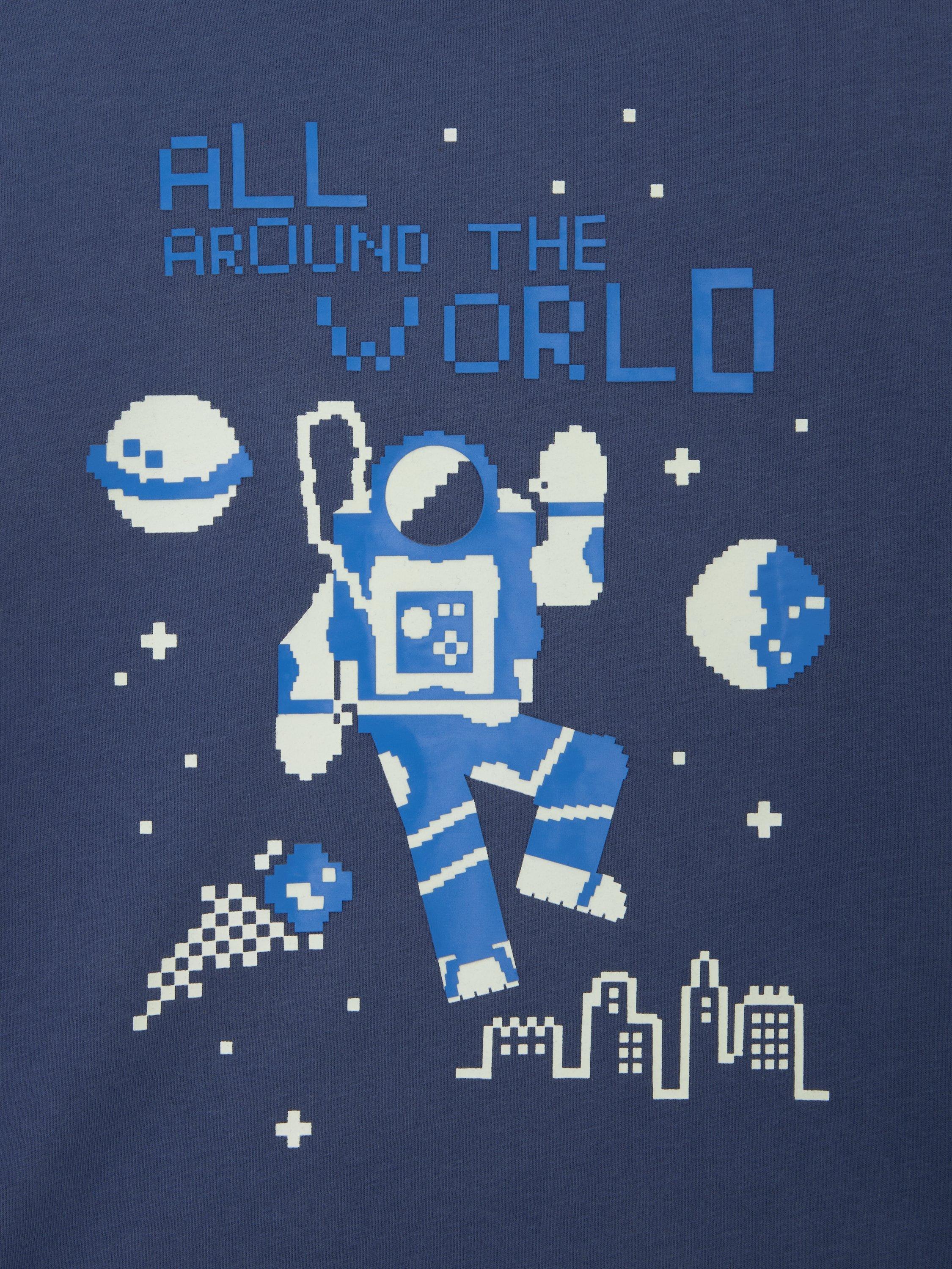 Product image 3 of 3, which shows John Lewis Kids' Space Mock Sleeve Jersey Top, Crown Blue, 3 years