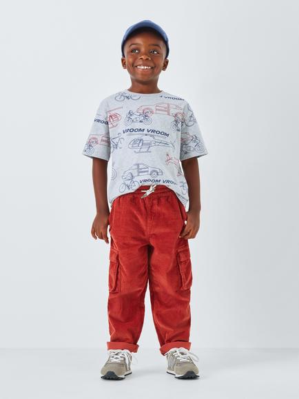 John Lewis Kids' Transport Graphic Print T-Shirt, Grey Mutli - view 2, Grey Mutli