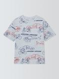 John Lewis Kids' Transport Graphic Print T-Shirt, Grey Mutli