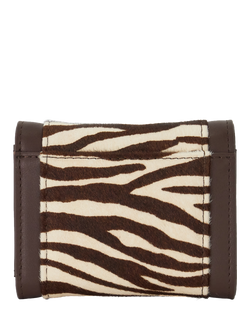 Dune London Kamara Zebra Effect Leather Bifold Purse, Brown/Cream - view 2, Brown/Cream
